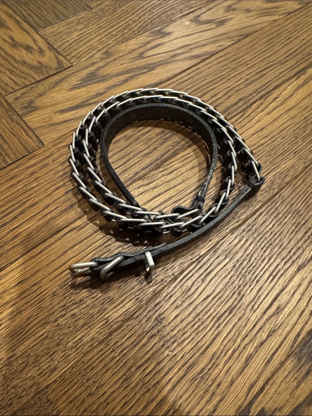 Black Leather and Chain Belt